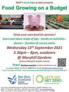 Food Growing on a Budget Workshop @ Maryhill Gardens, Maryhill Health Centre, Elgin